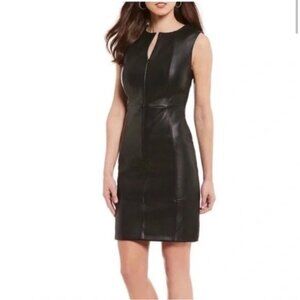 Antonio Melani Leather Dress Black Leather Sheath Dress